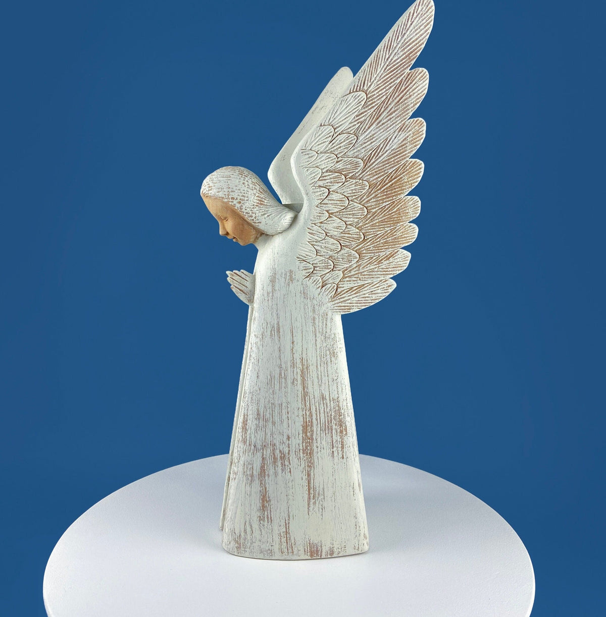 Hand-Carved Wooden Praying Angel, Limited Edition #15