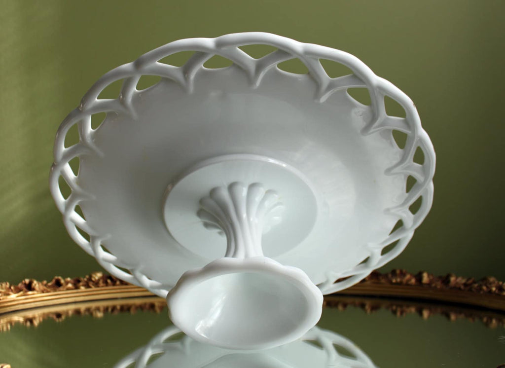 Westmoreland Doric Milk Glass Pedestal Fruit Bowl, 10"