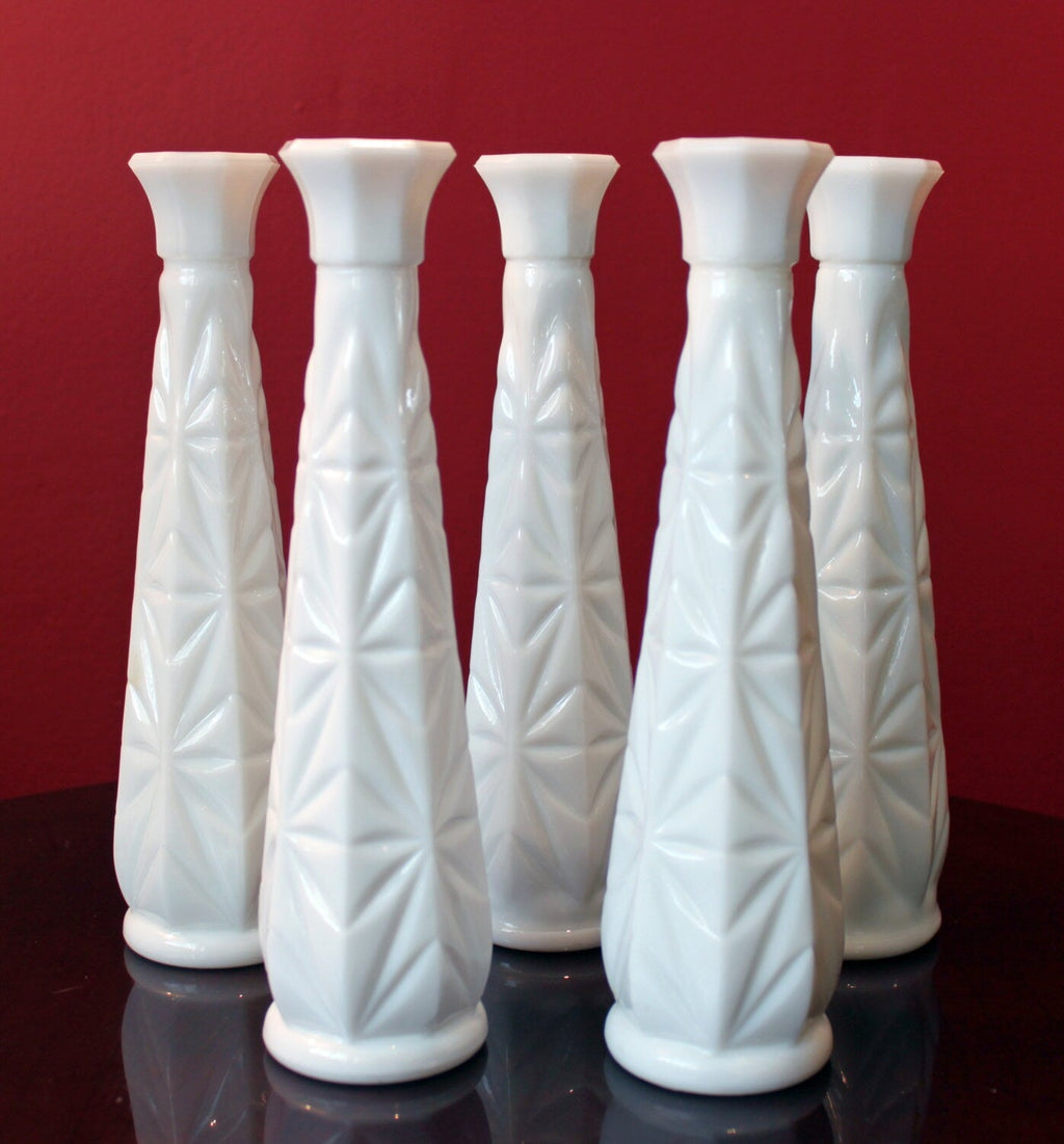 Quilted Milk Glass Vases, Set of 3