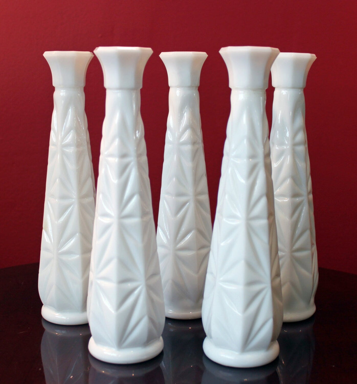 Quilted Milk Glass Vases, Set of 3