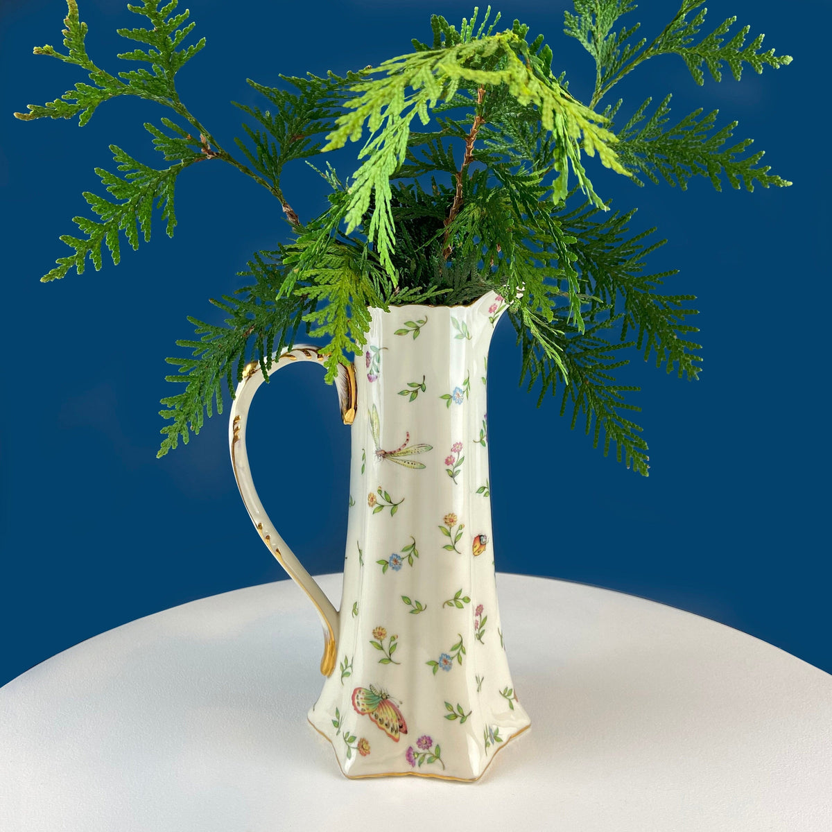 Bone China Insects & Flowers Pitcher Vase