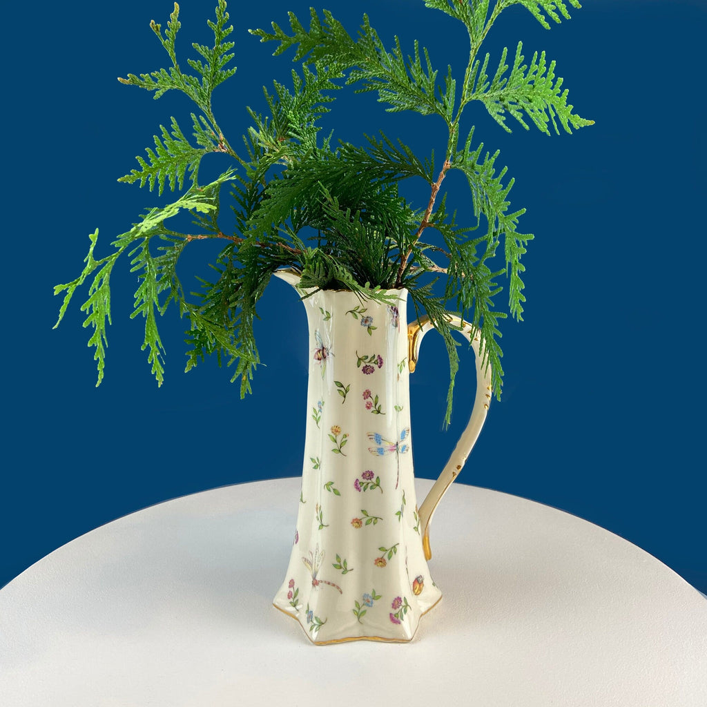 Bone China Insects & Flowers Pitcher Vase