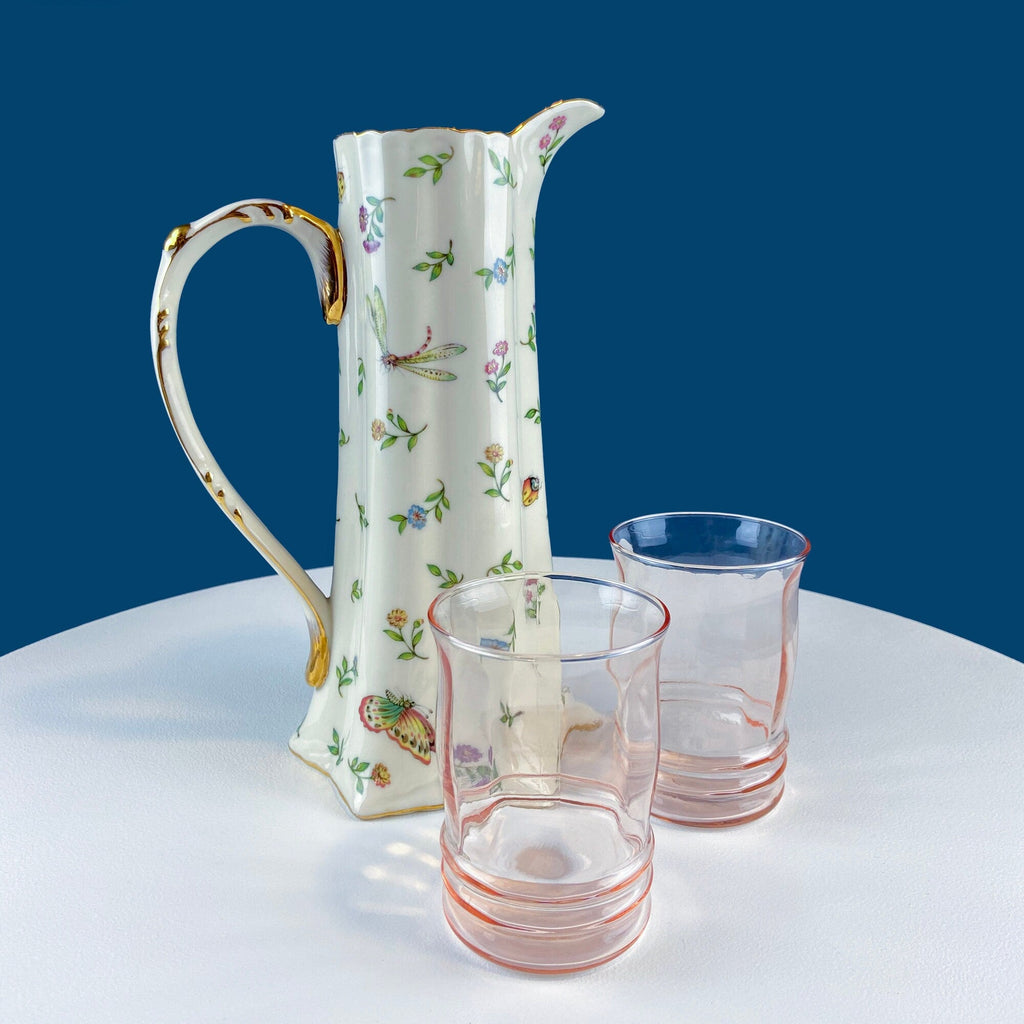 Bone China Insects & Flowers Pitcher Vase