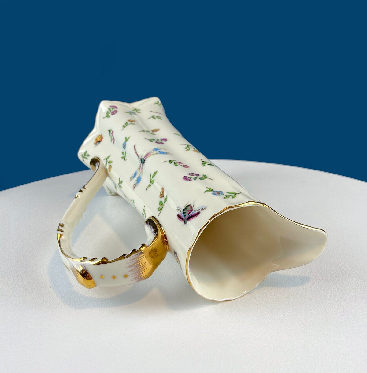 Bone China Insects & Flowers Pitcher Vase