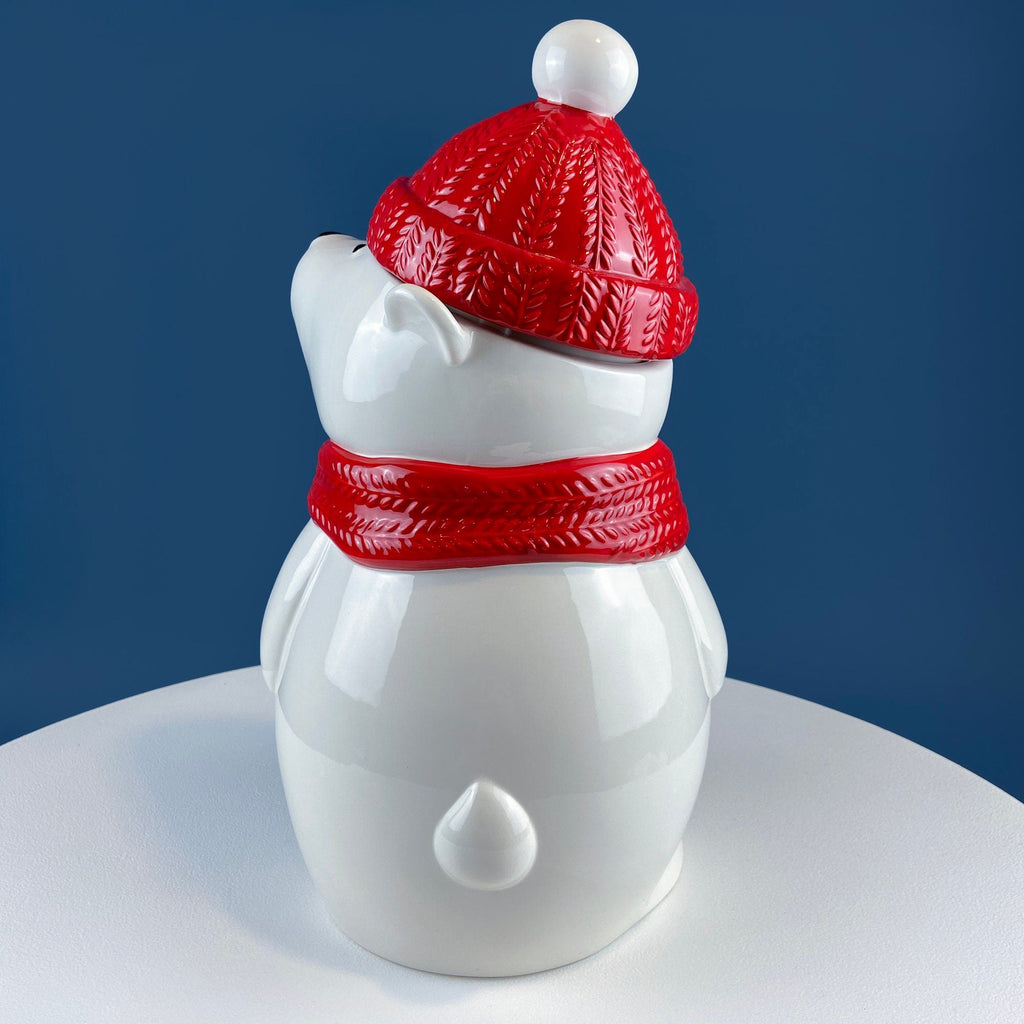 Polar Bear in Red Hat Cookie Jar
