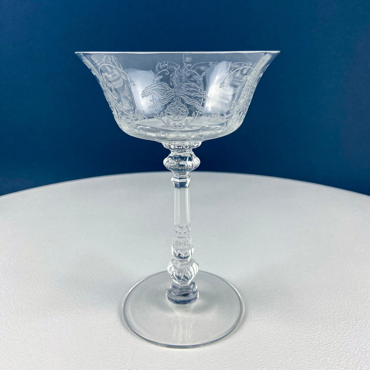 Heisey Orchid Etched Champagne Glasses, Set of 6