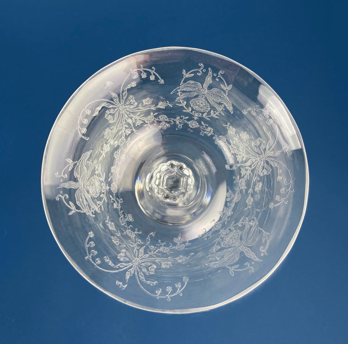 Heisey Orchid Etched Champagne Glasses, Set of 6