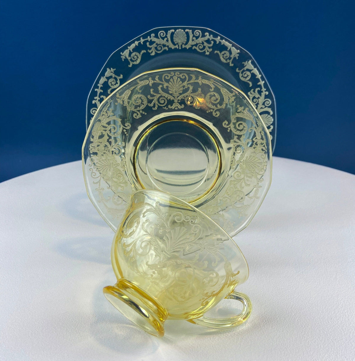 Fostoria Topaz Versailles Tea Trio