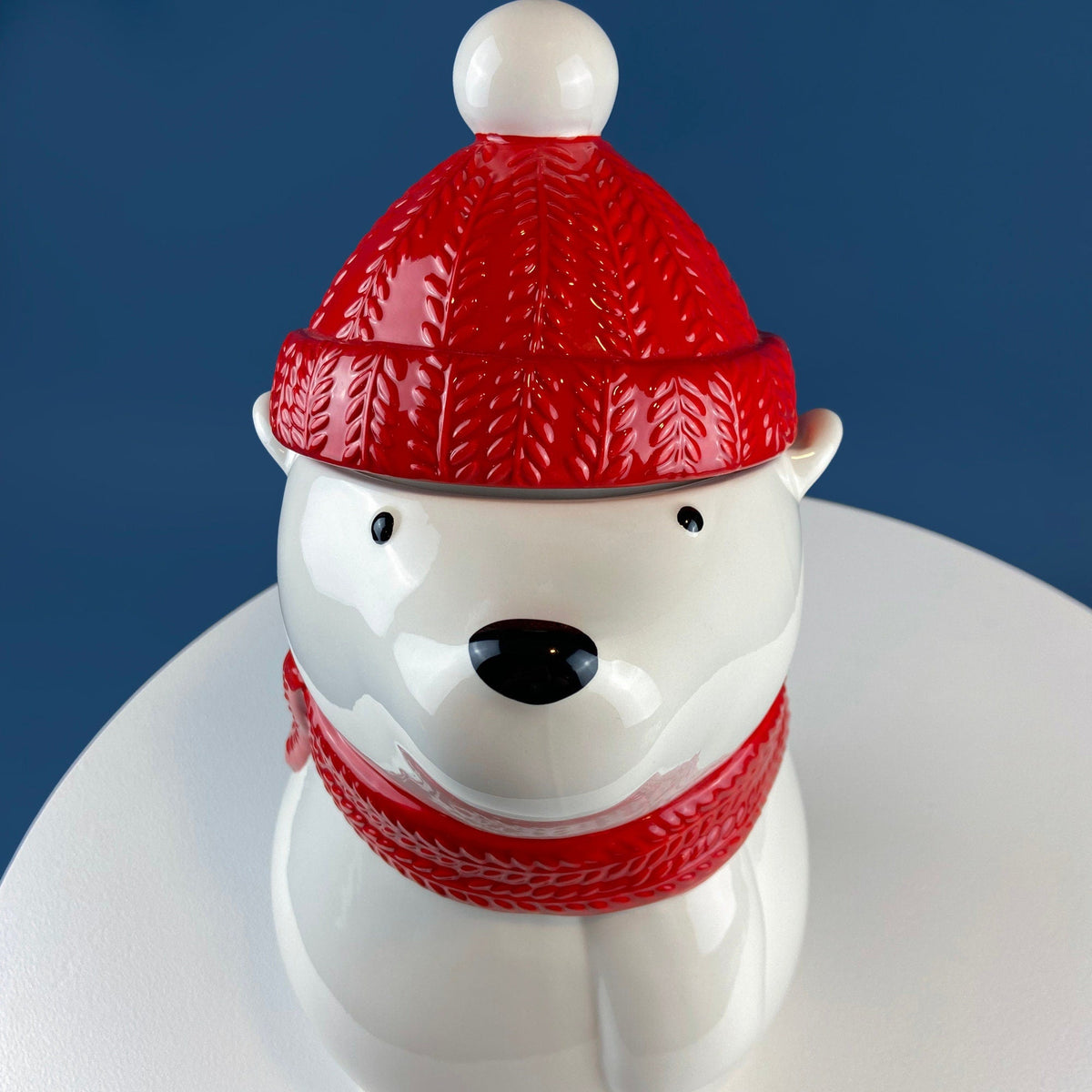 Polar Bear in Red Hat Cookie Jar