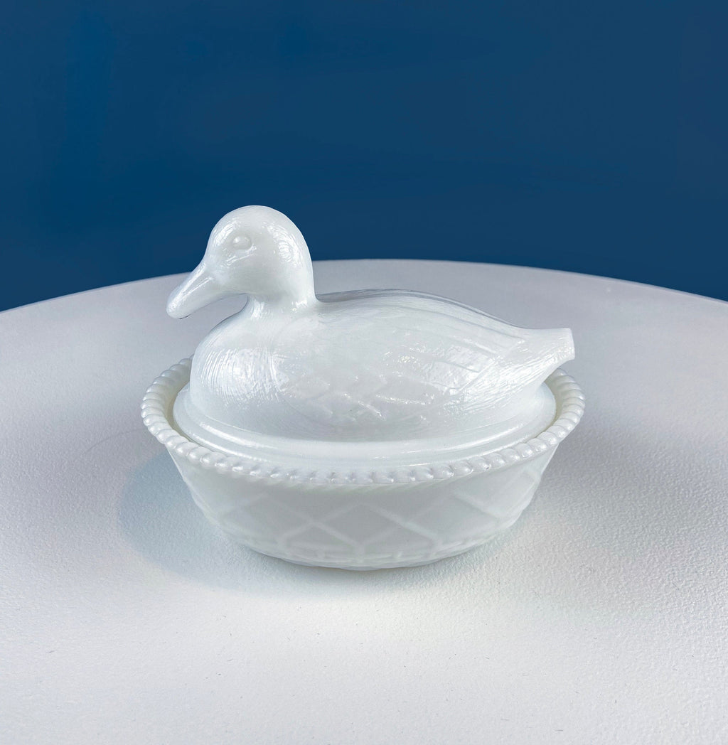 Westmoreland Milk Glass Covered Duck Dish