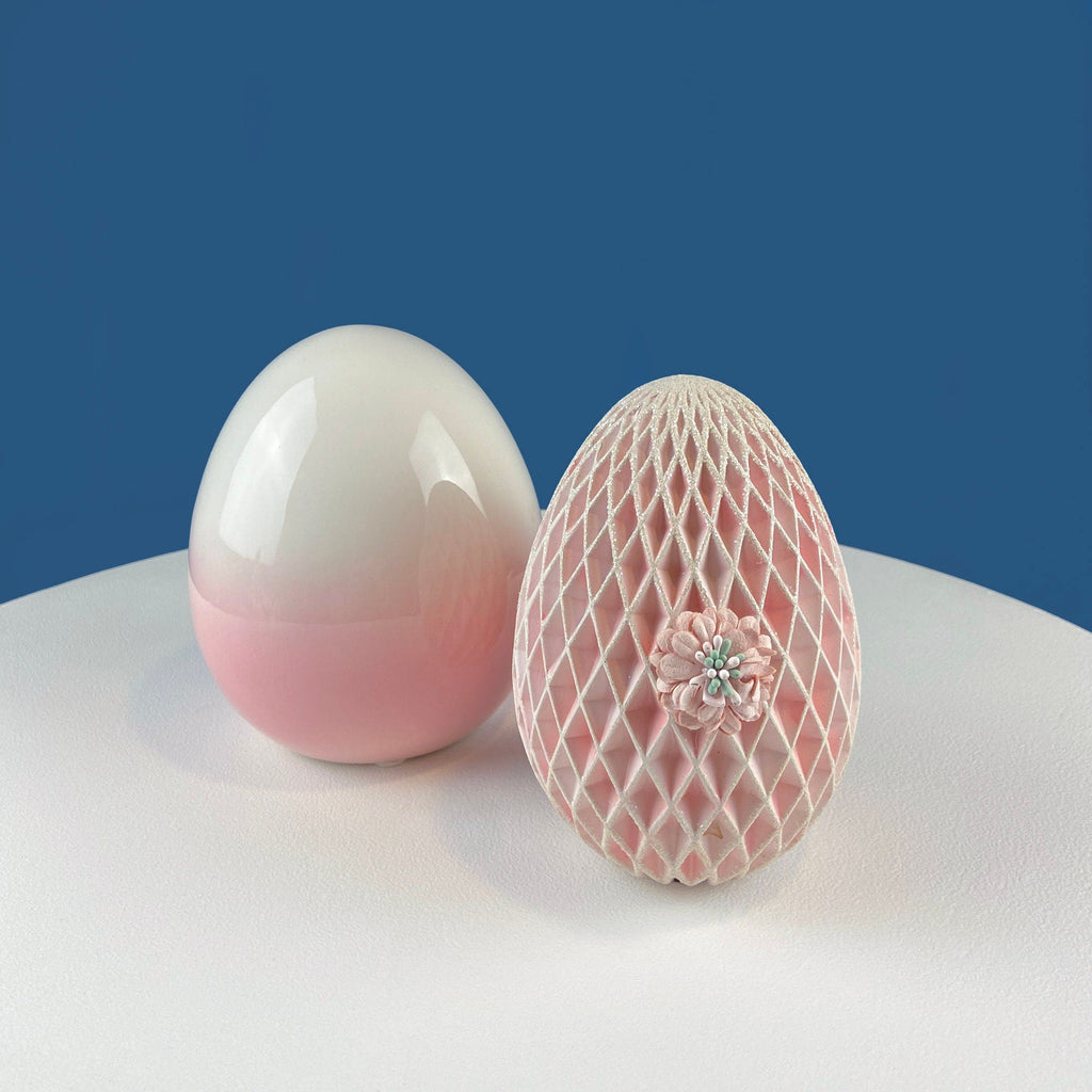 Pink & White Ombre Ceramic Egg, 6"