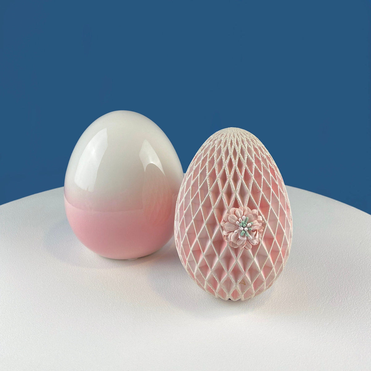 Pink & White Ombre Ceramic Egg, 6"