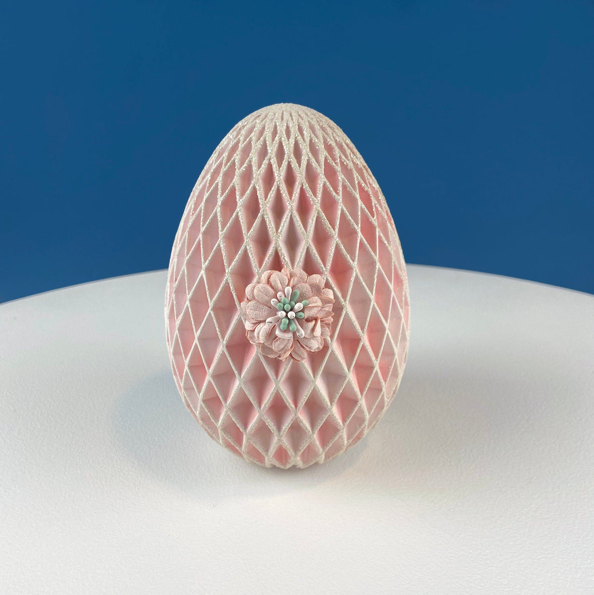 Pink & White Ombre Ceramic Egg, 6"