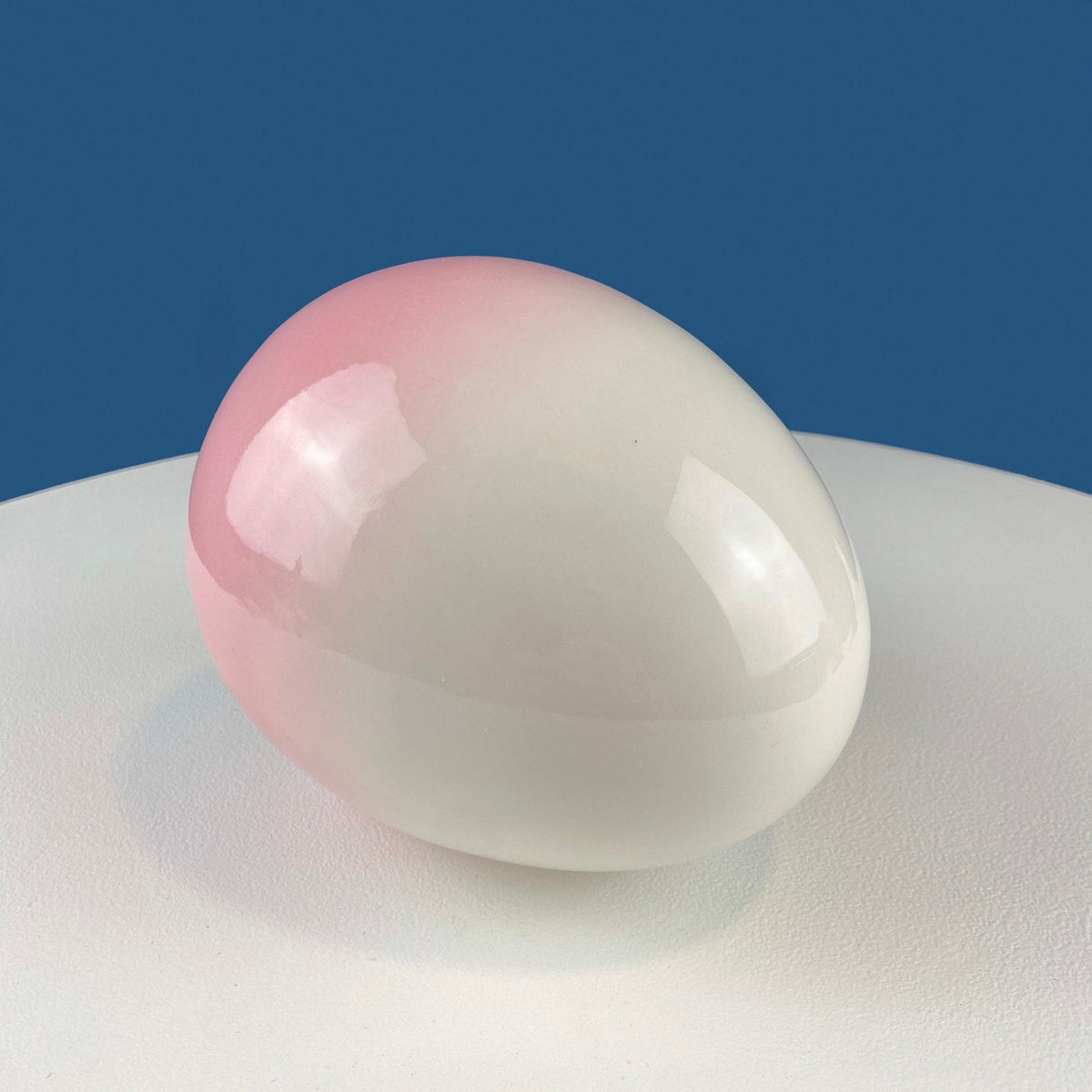 Pink & White Ombre Ceramic Egg, 6"