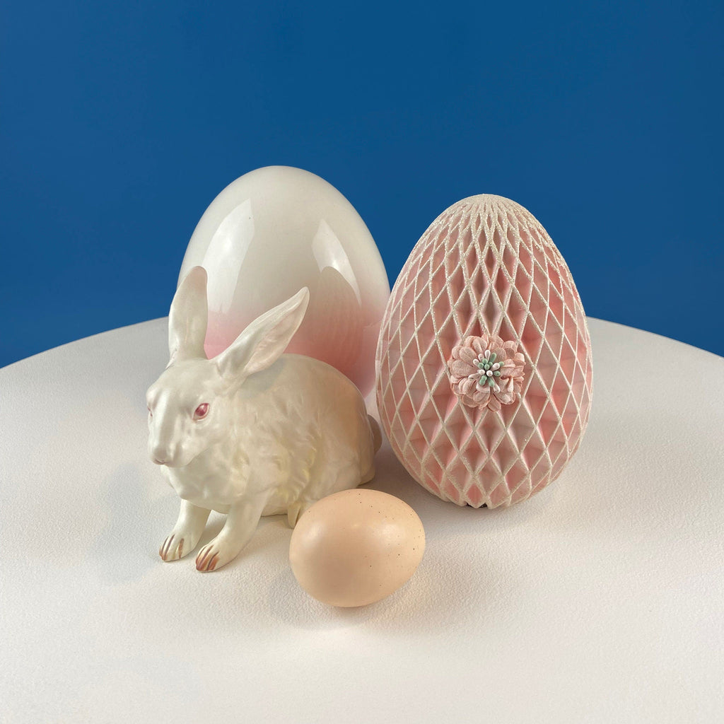 Pink & White Ombre Ceramic Egg, 6"