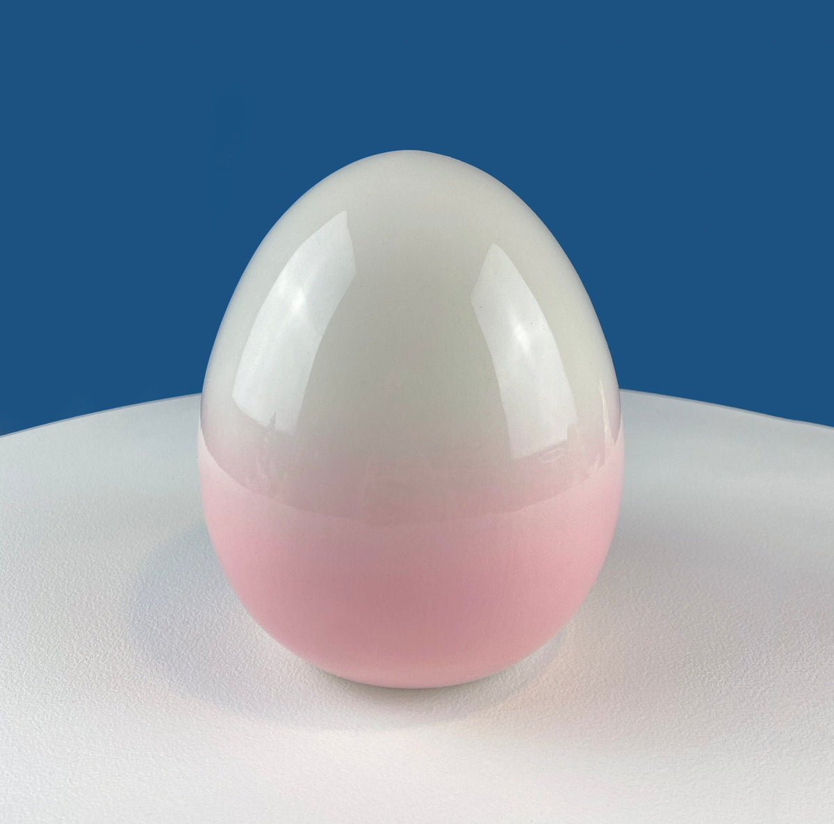 Pink & White Ombre Ceramic Egg, 6"