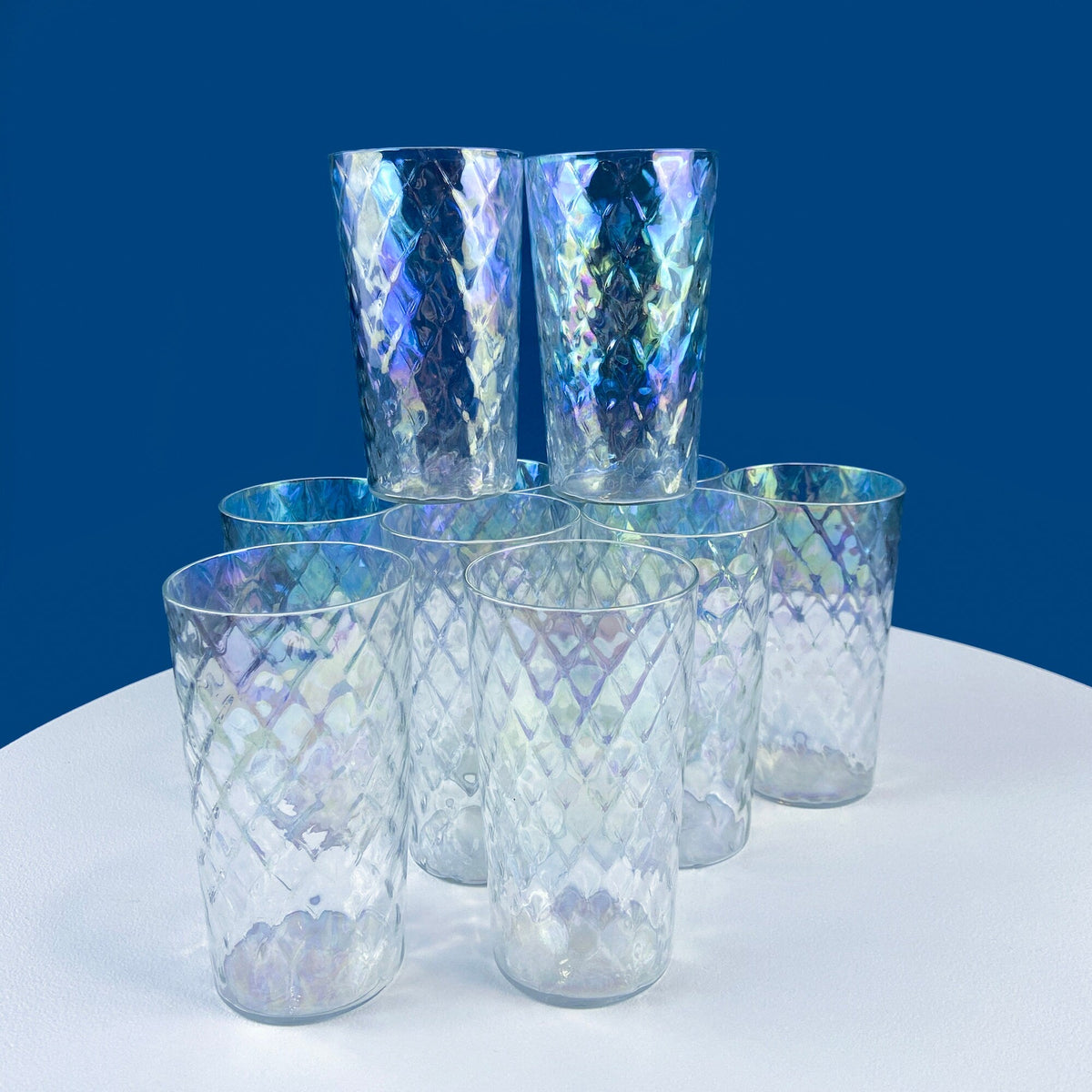 Iridescent Scale-Texture Tumblers, Set of 10