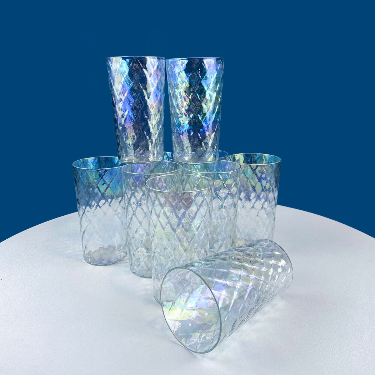 Iridescent Scale-Texture Tumblers, Set of 10