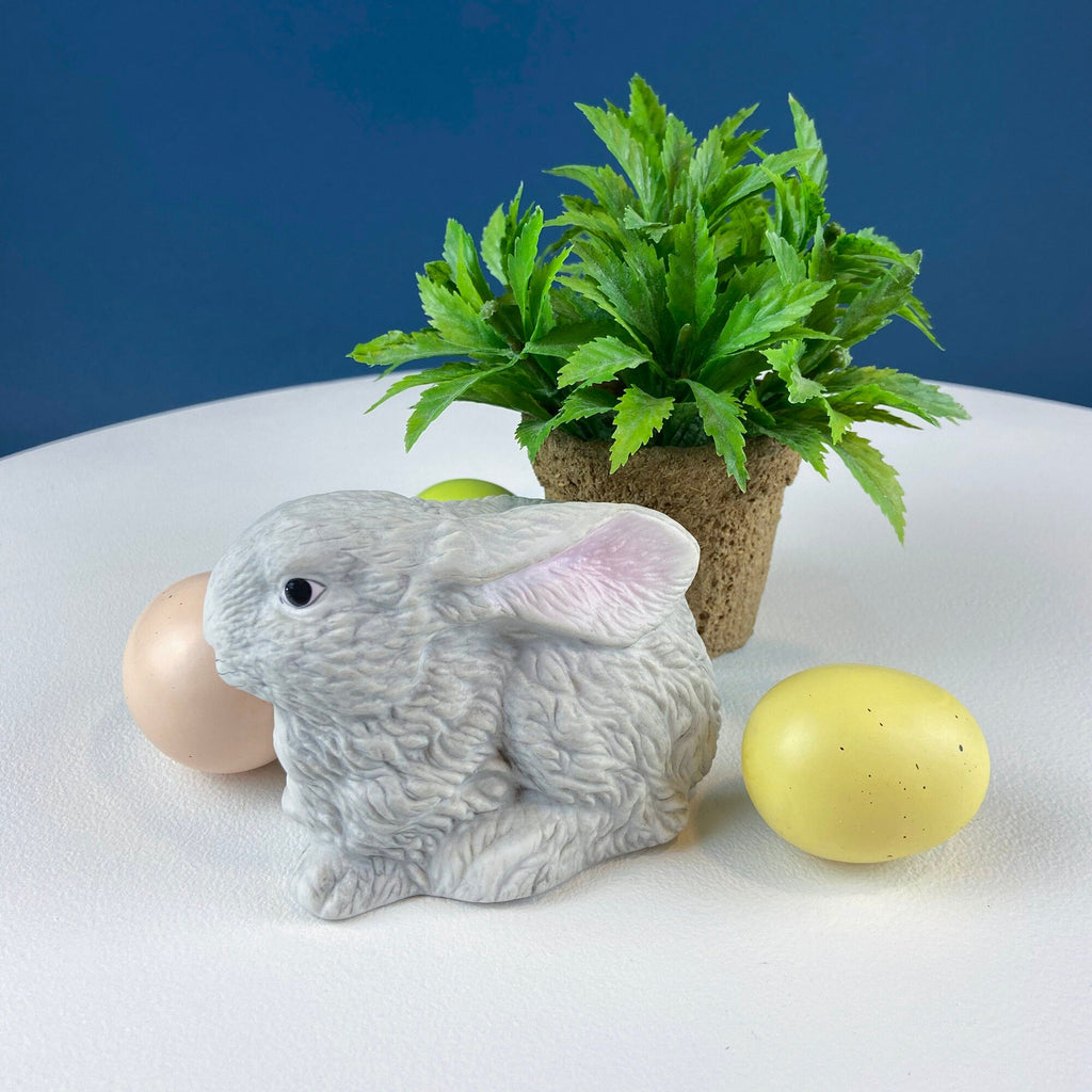 Gray Porcelain Bunny with Pink Ears
