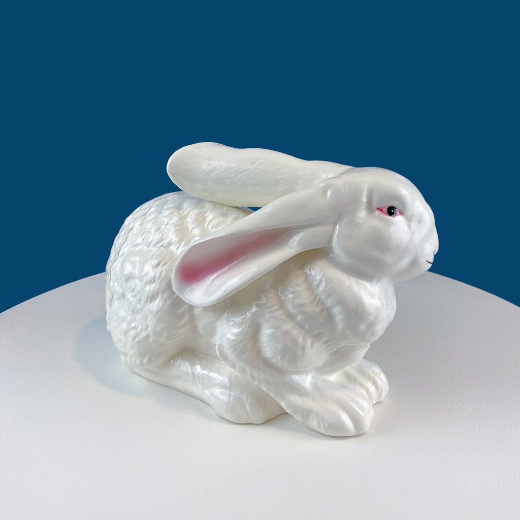 Gray Porcelain Bunny with Pink Ears