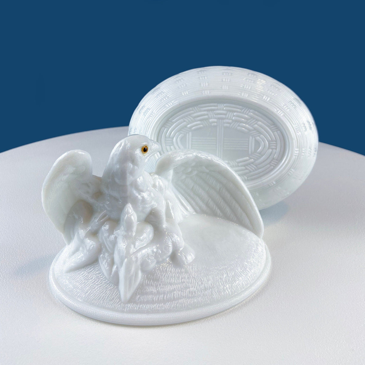 Westmoreland Milk Glass Eagle on Nest Covered Dish
