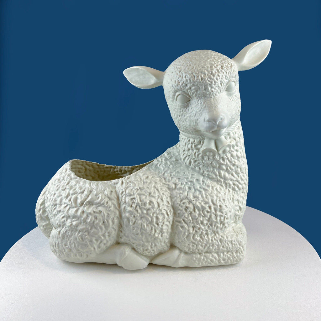 Blow Mold White Lamb Planter