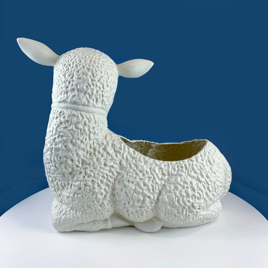 Blow Mold White Lamb Planter
