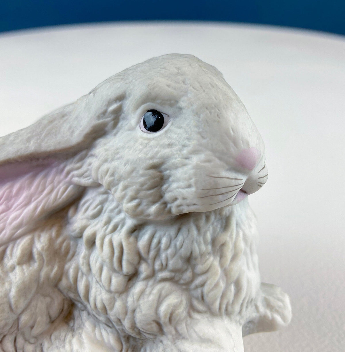 Gray Porcelain Bunny with Pink Ears