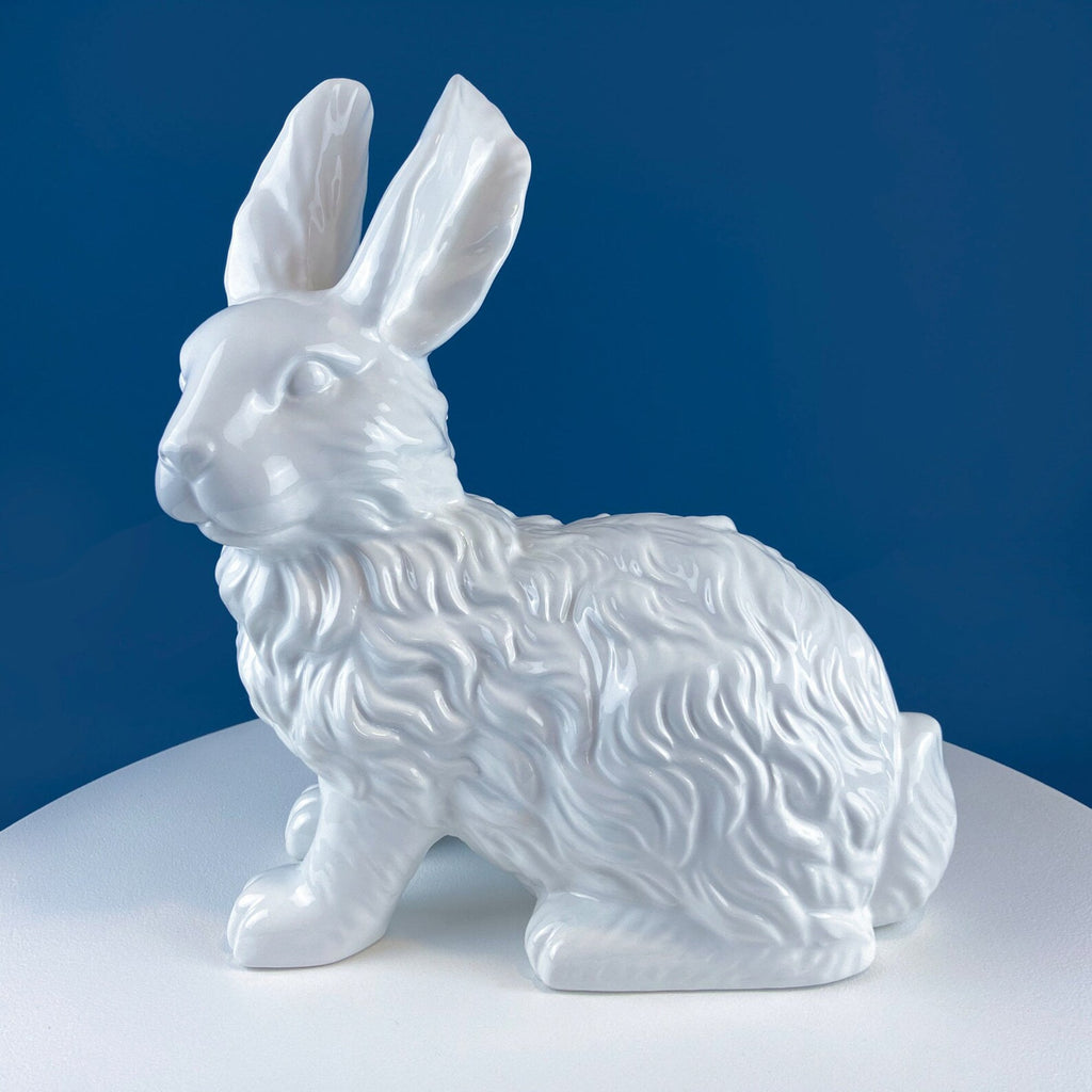 Gray Porcelain Bunny with Pink Ears