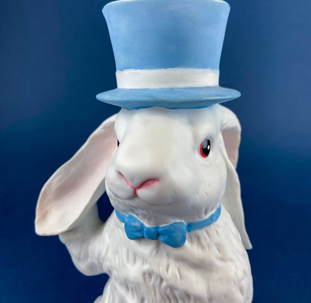 Gray Porcelain Bunny with Pink Ears
