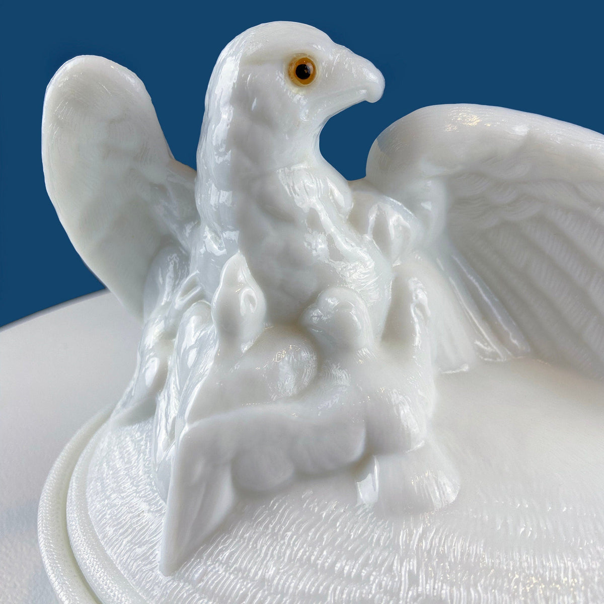 Westmoreland Milk Glass Eagle on Nest Covered Dish