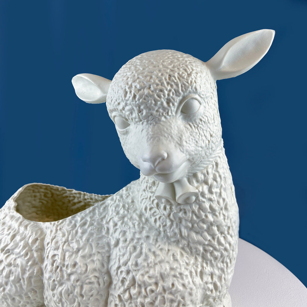 Blow Mold White Lamb Planter