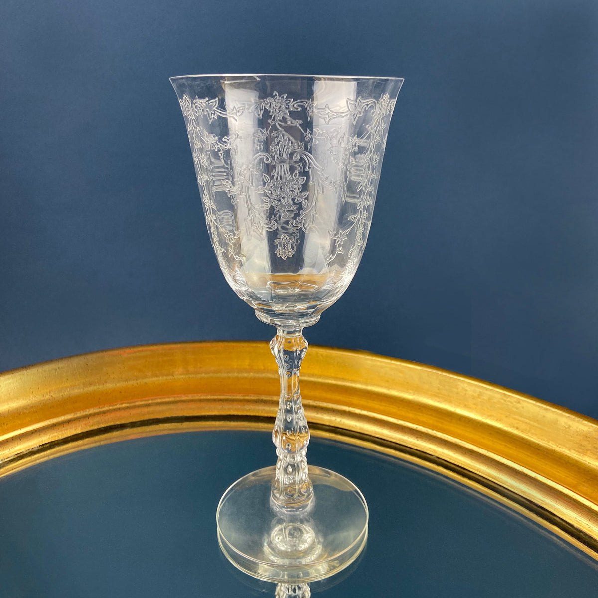 Fostoria Navarre Etched Crystal Wine Goblets, Set of 6