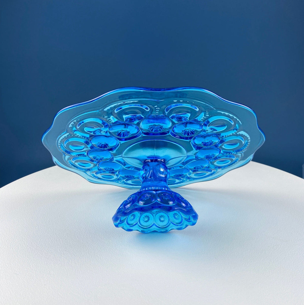 L.E. Smith Aqua Moon and Stars Glass Stand