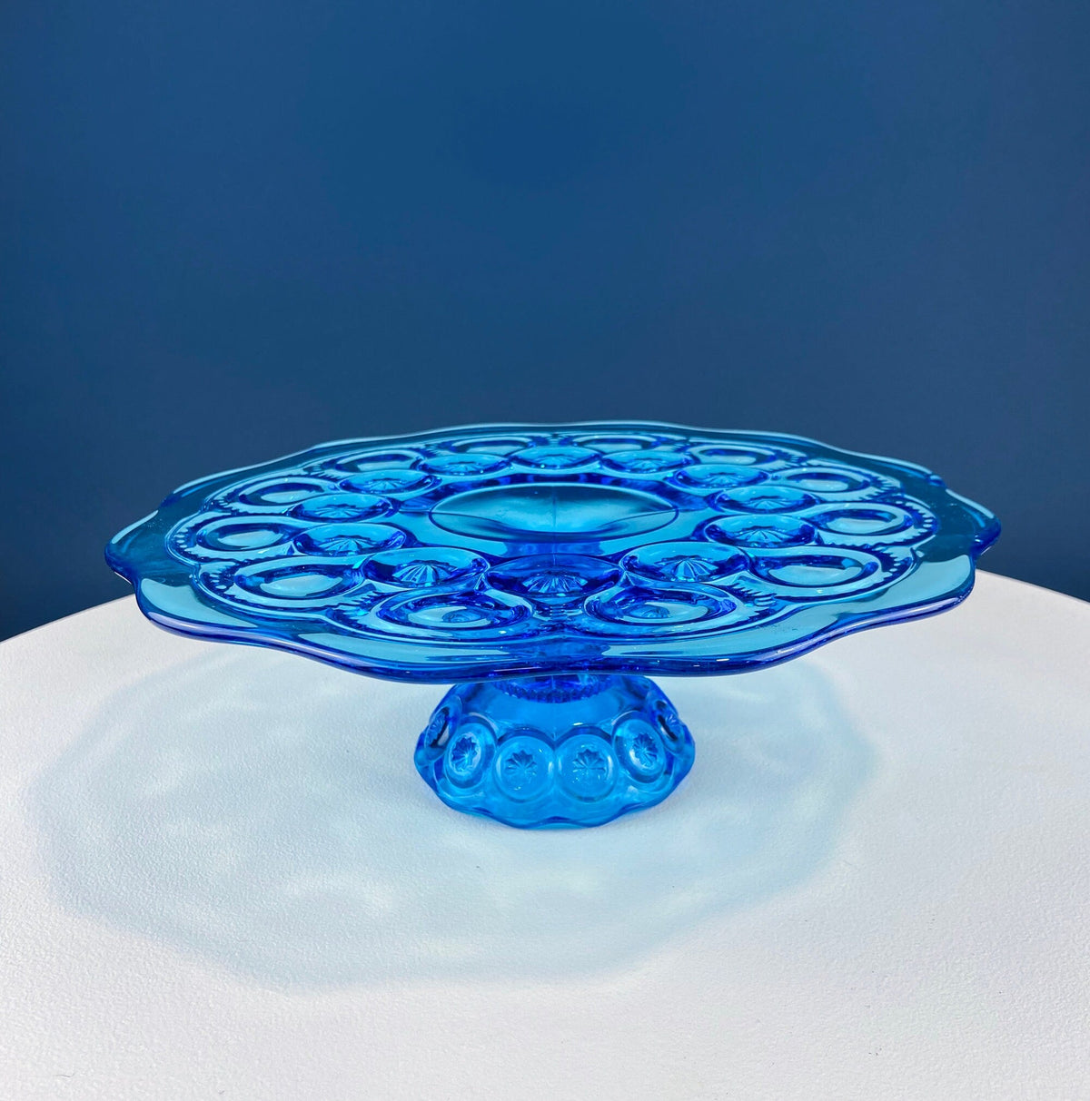L.E. Smith Aqua Moon and Stars Glass Stand