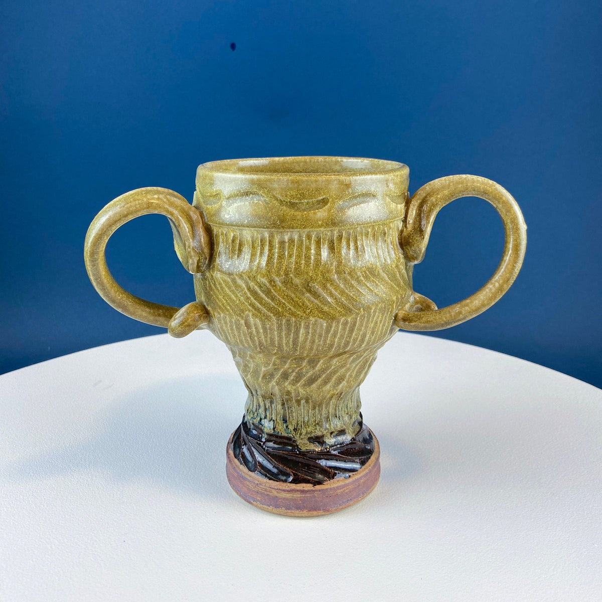 Olive Clay Pot Vase with Ears, Limited Edition