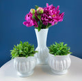 Randall Milk Glass Wheat Vases, Set of 3