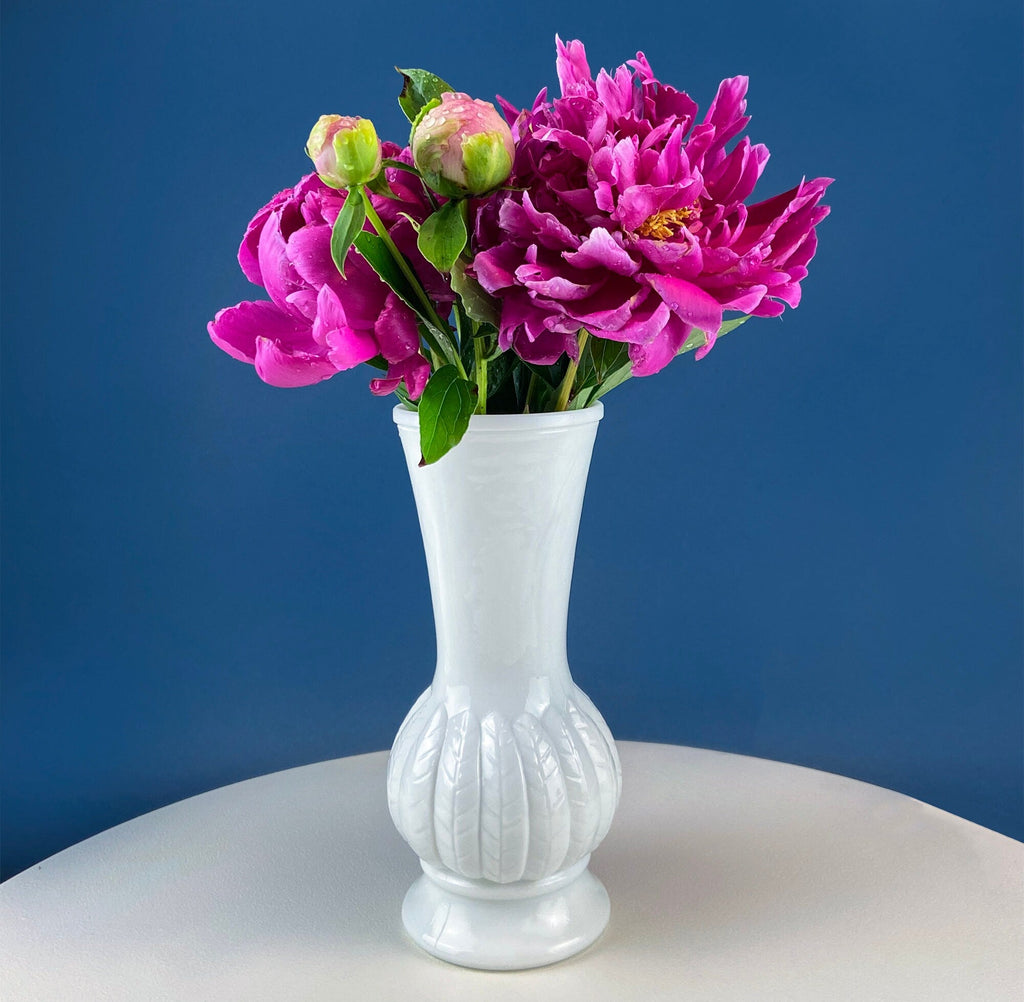 Randall Milk Glass Wheat Vases, Set of 3