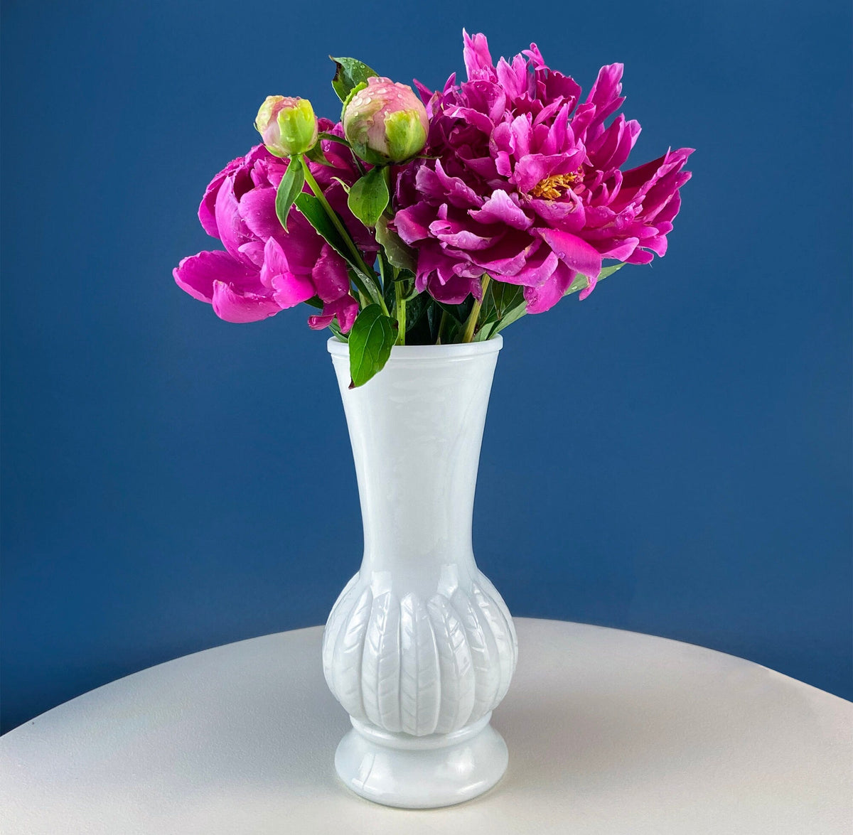Randall Milk Glass Wheat Vases, Set of 3