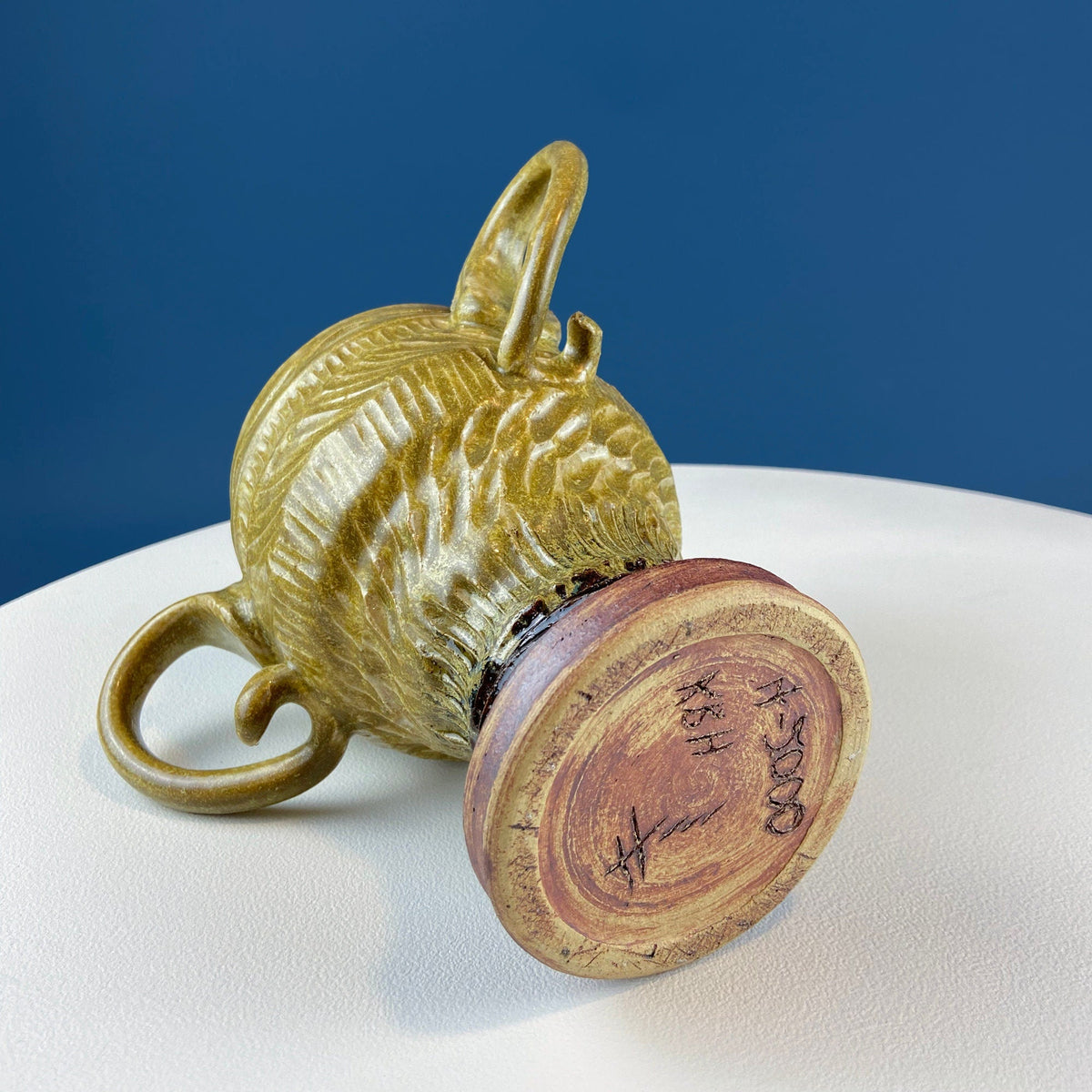 Olive Clay Pot Vase with Ears, Limited Edition