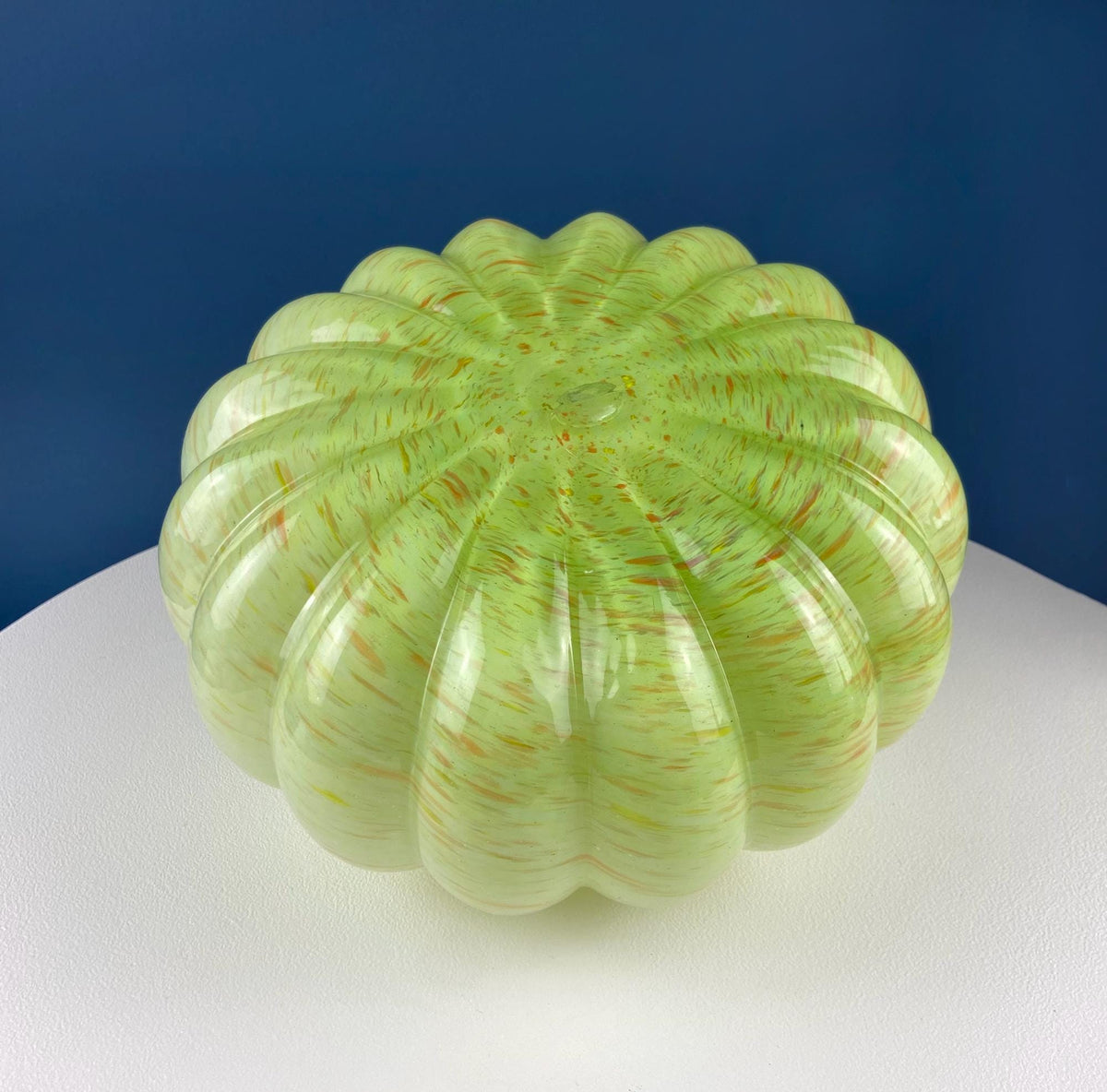 Hand-Blown Lime Yellow Glass Pumpkin