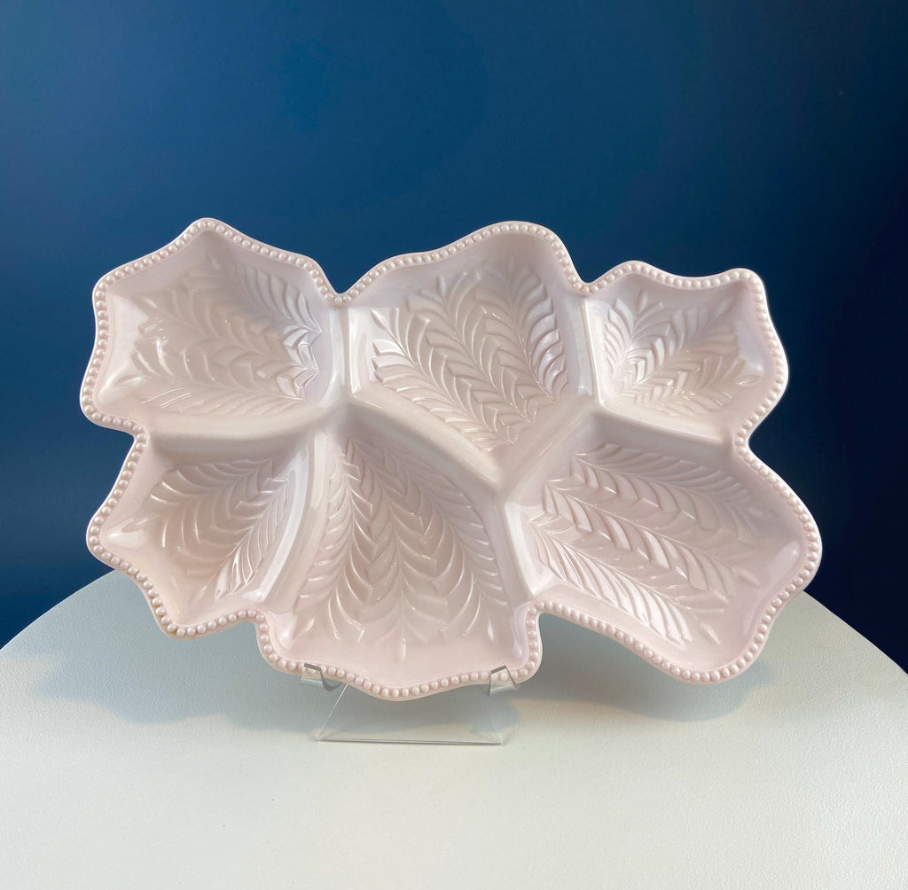 Jeannette Shell Pink Milk Glass Divided Platter