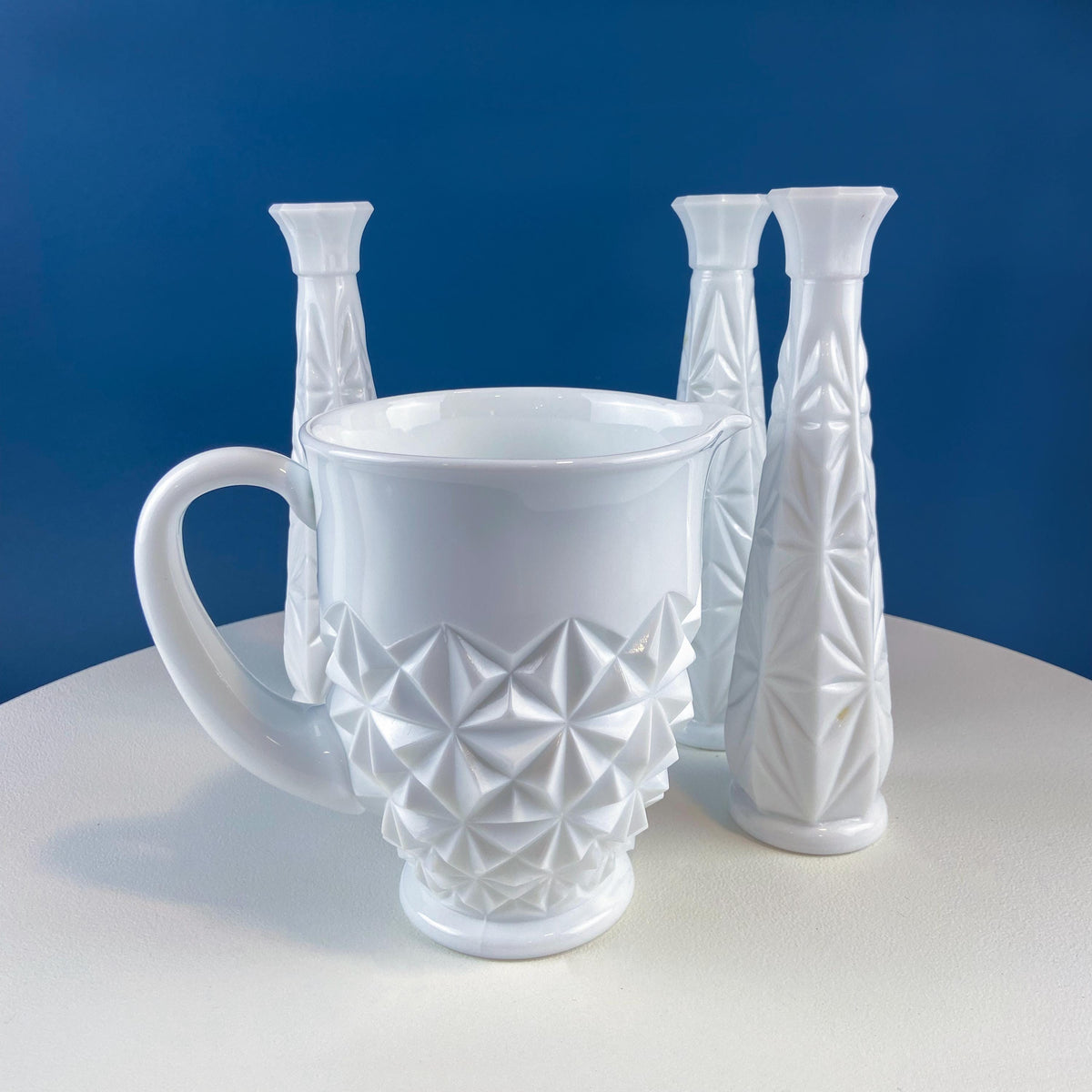Westmoreland Geometric Milk Glass Pitcher