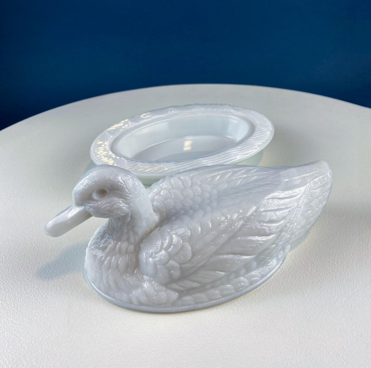 Westmoreland Milk Glass Covered Duck Dish