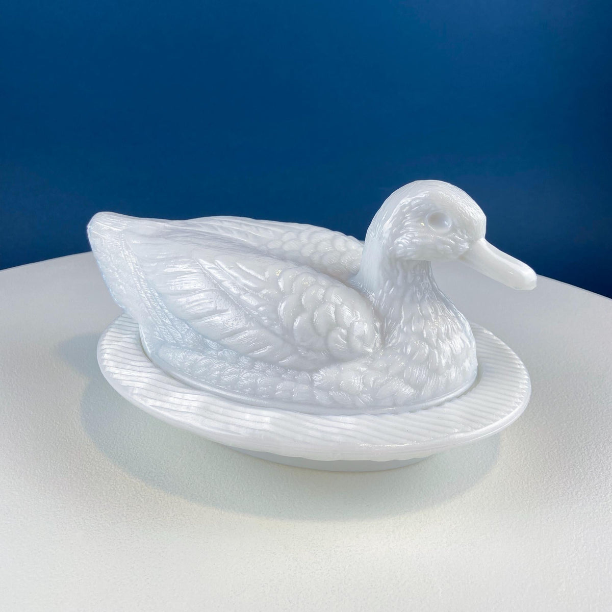 Westmoreland Milk Glass Covered Duck Dish