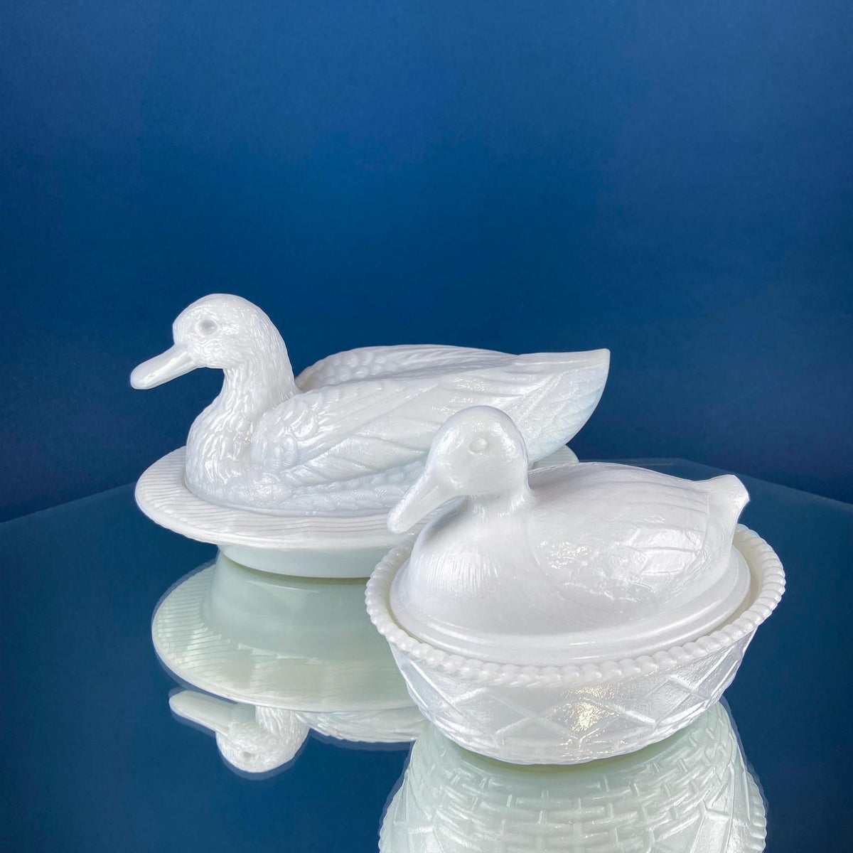 Westmoreland Milk Glass Covered Duck Dish