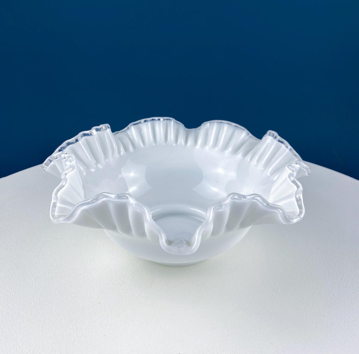 Silvercrest Ruffled White Glass Bowl