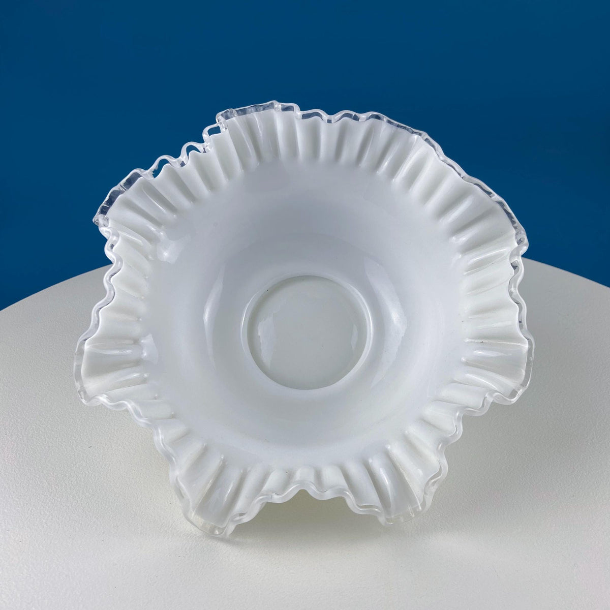 Silvercrest Ruffled White Glass Bowl