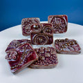 Handmade 3D Dark Red Glazed Art Tiles, Set of 7