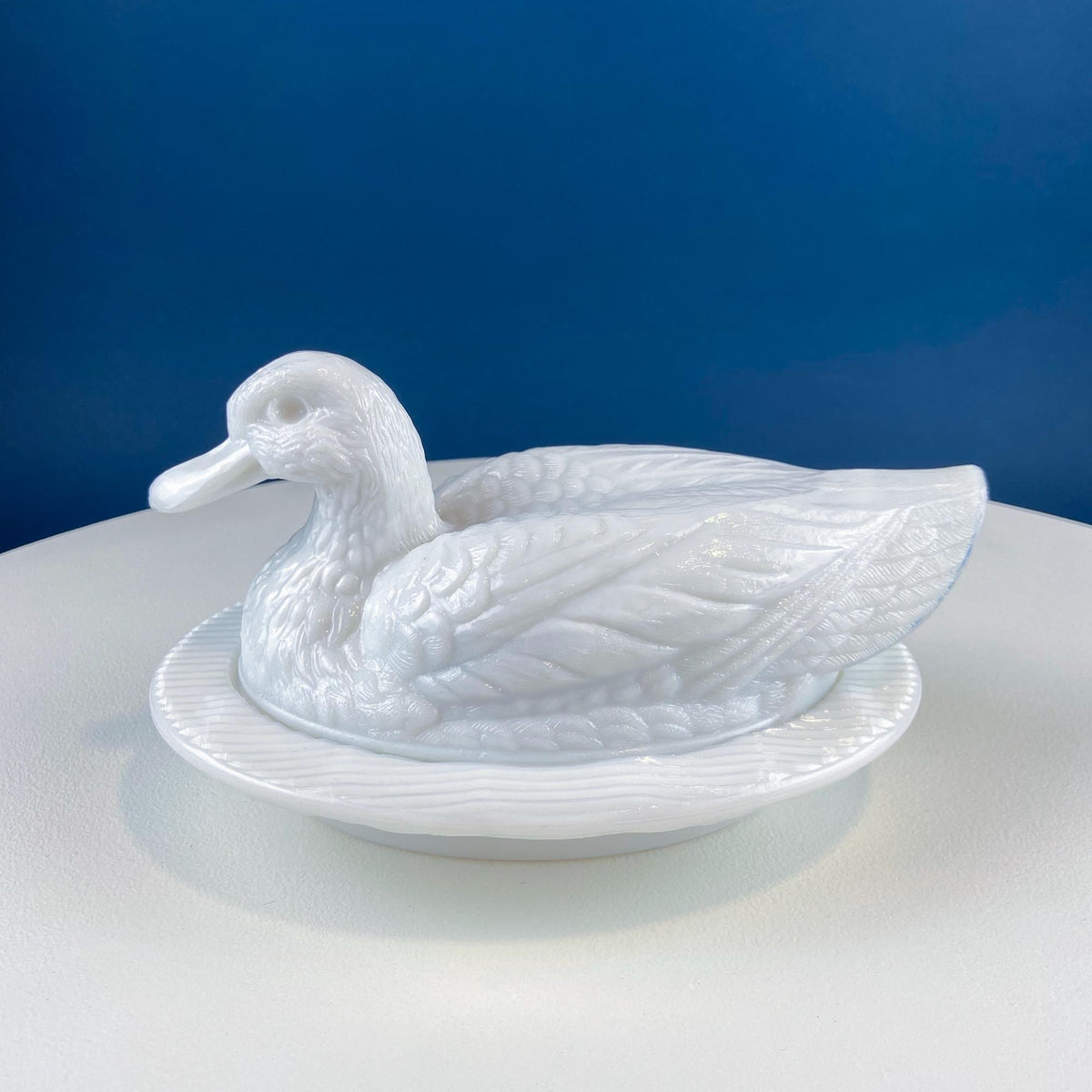 Westmoreland Milk Glass Covered Duck Dish